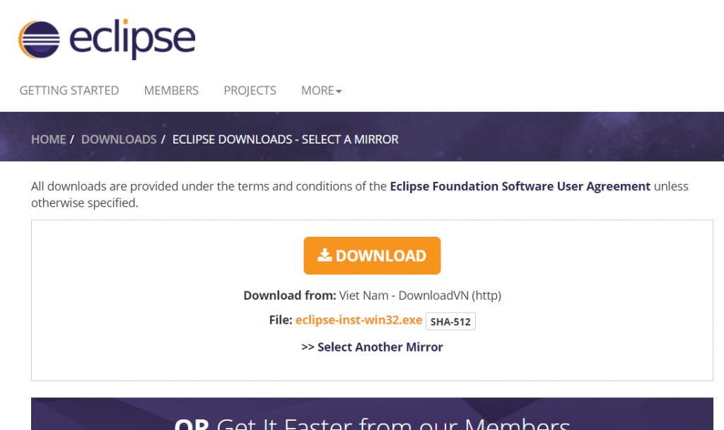 eclipse download page