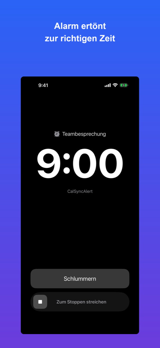 CalSync Alert — Vollbild-Alarm