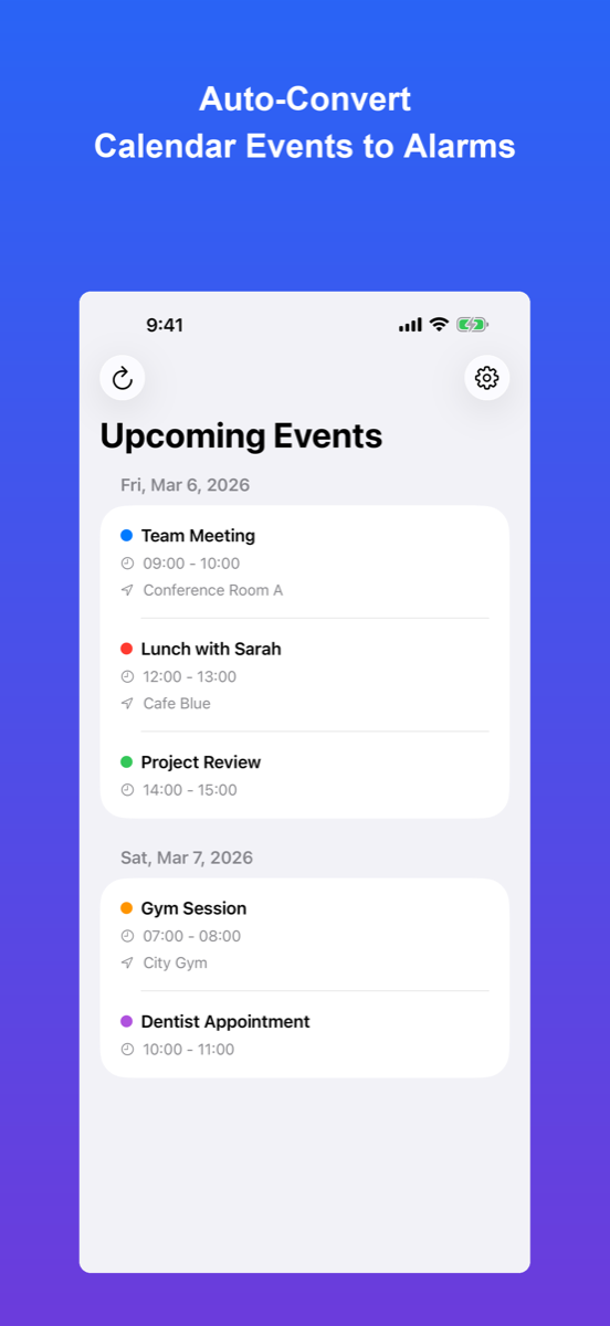 CalSync Alert — upcoming events