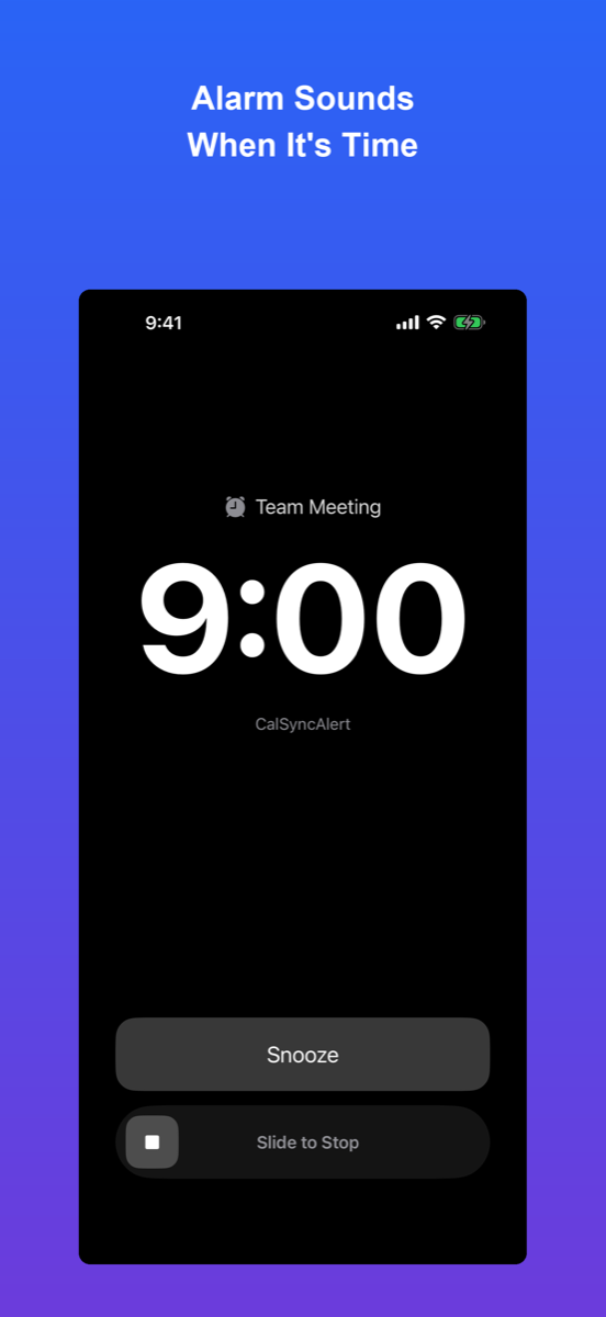 CalSync Alert — full-screen alarm
