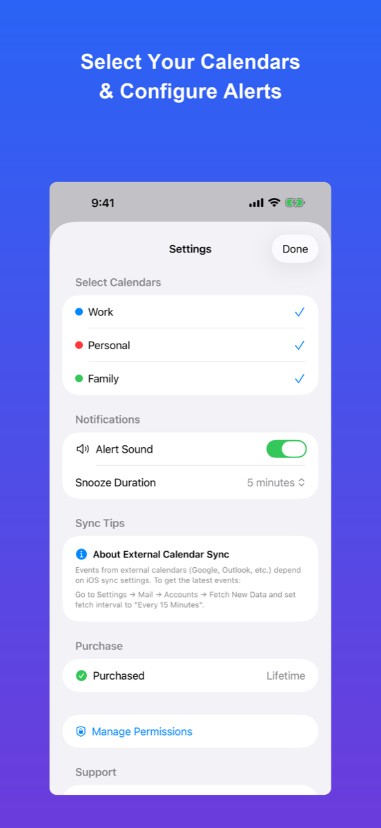 CalSync Alert — ajustes
