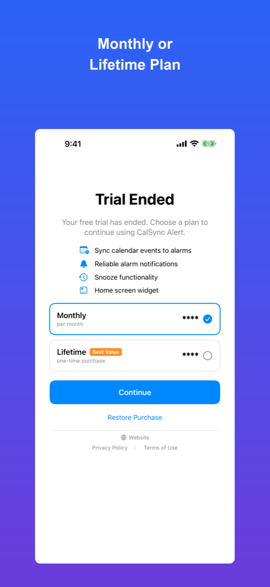 CalSync Alert — precios