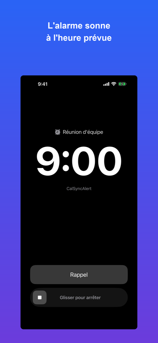 CalSync Alert — alarme plein écran