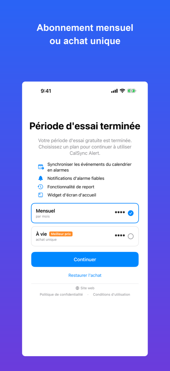 CalSync Alert — tarifs