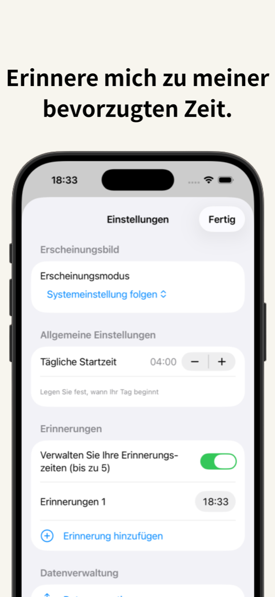 Habiting — Erinnerungen und Einstellungen