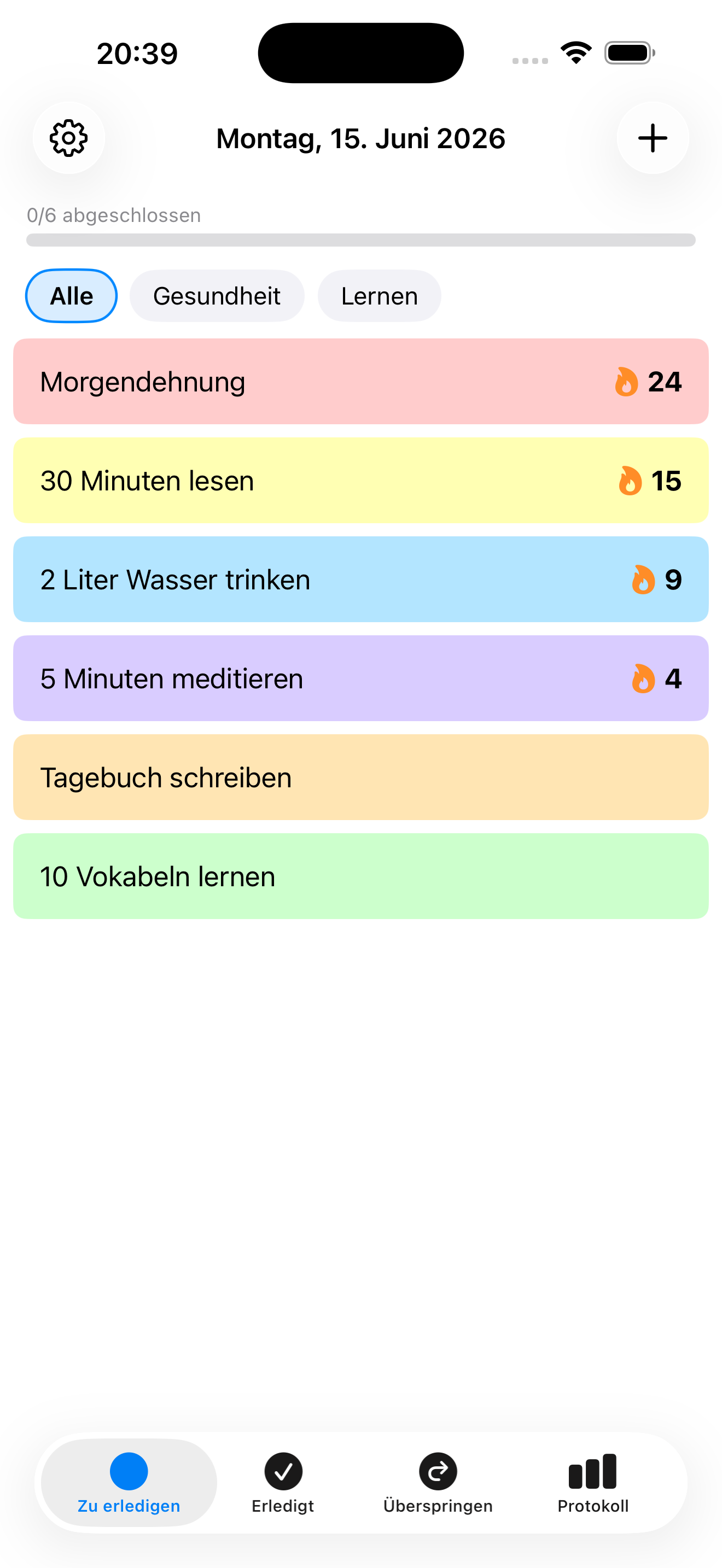 Habiting — Tägliche Gewohnheitsliste