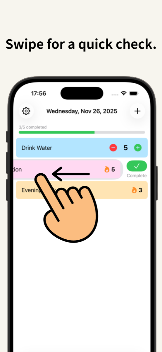 Habiting — swipe to complete