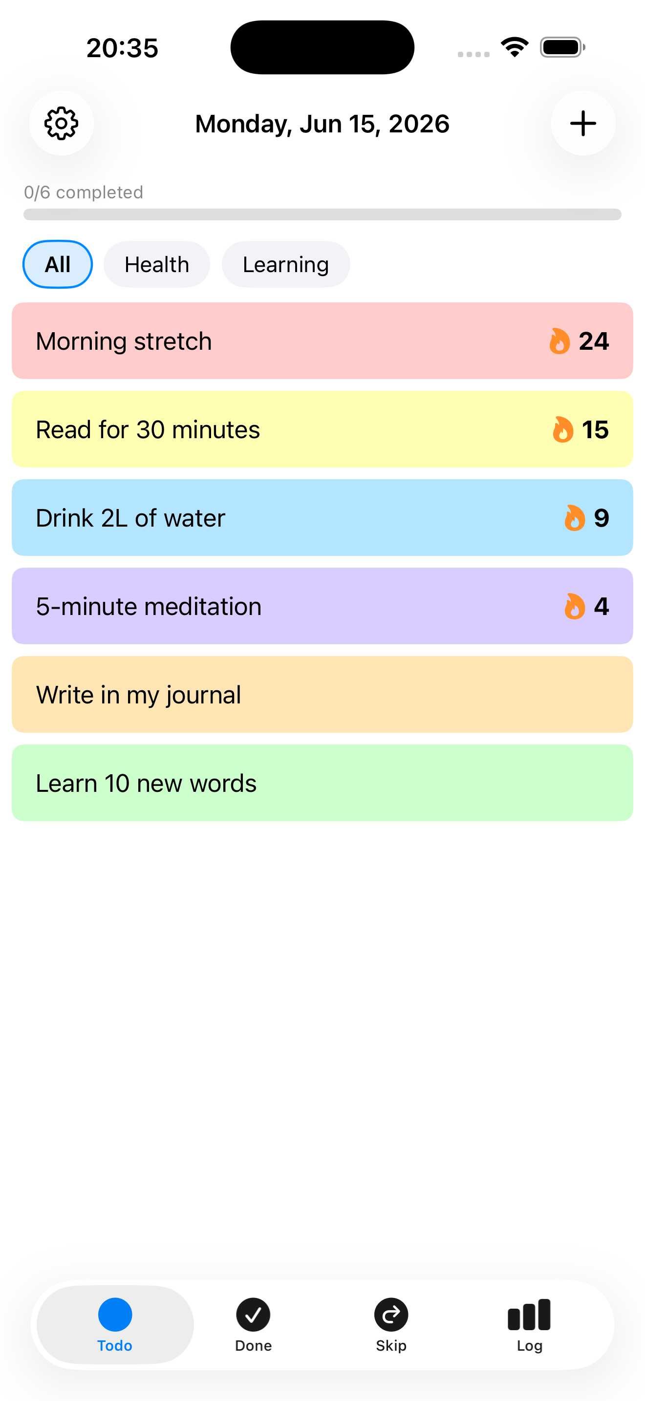 Habiting — daily habit list