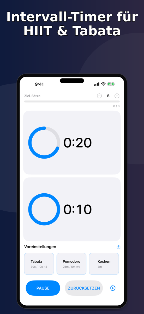 IntervalTimer Duo — Hauptbildschirm