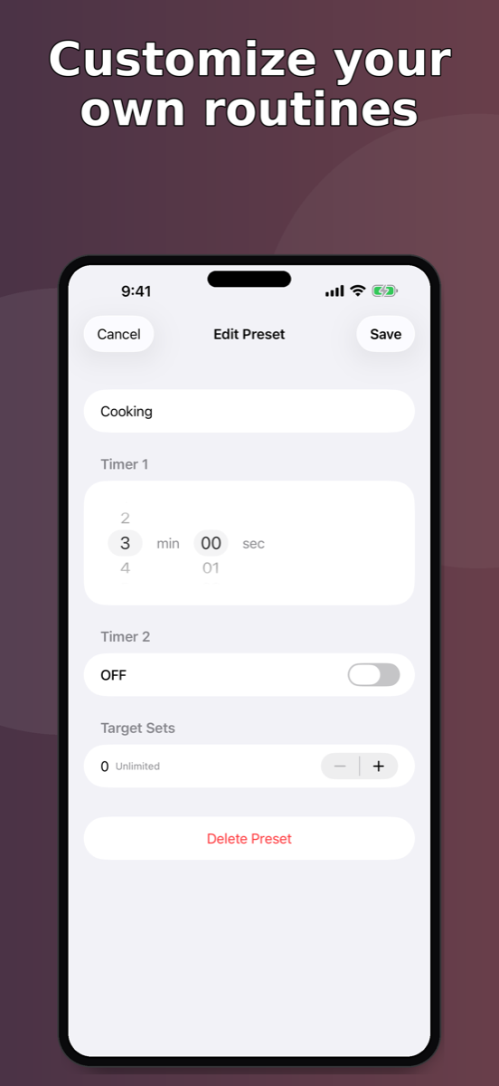 IntervalTimer Duo — preset editing