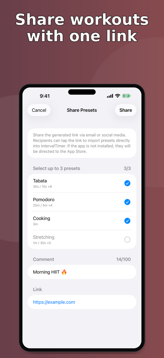 IntervalTimer Duo — preset sharing