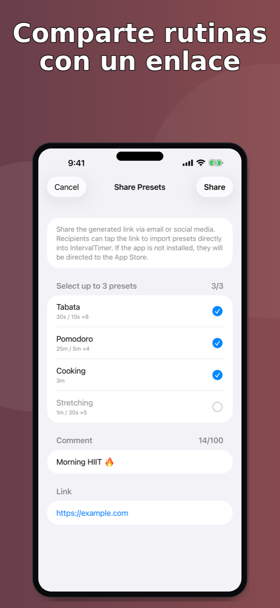 IntervalTimer Duo — compartir preajuste