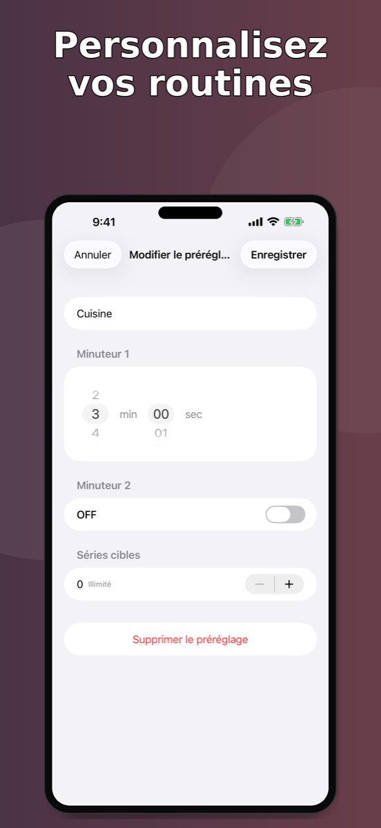 IntervalTimer Duo — édition de préréglage