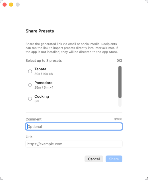 IntervalTimer Duo for Mac — preset sharing