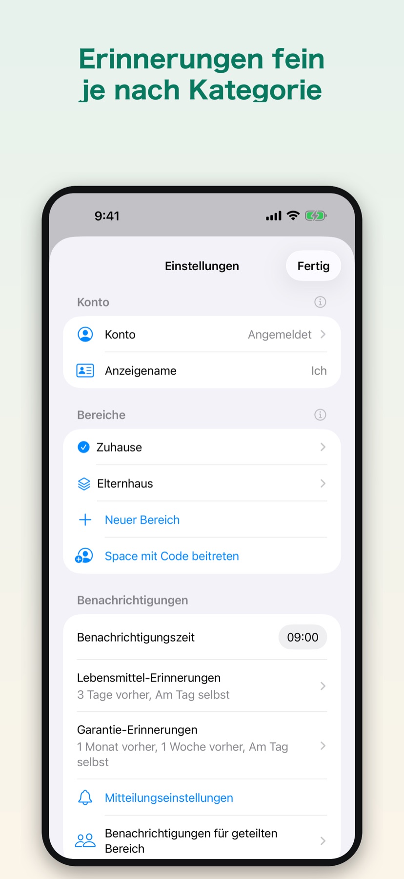 KeepBy — categories and settings