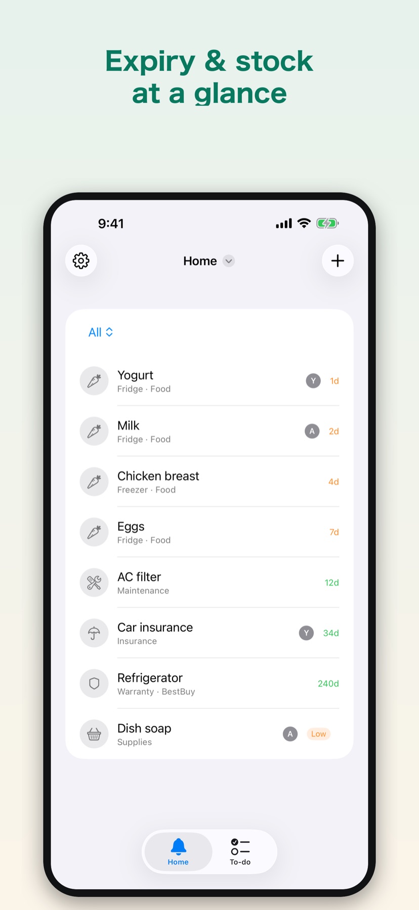 KeepBy — expiry dates and stock at a glance