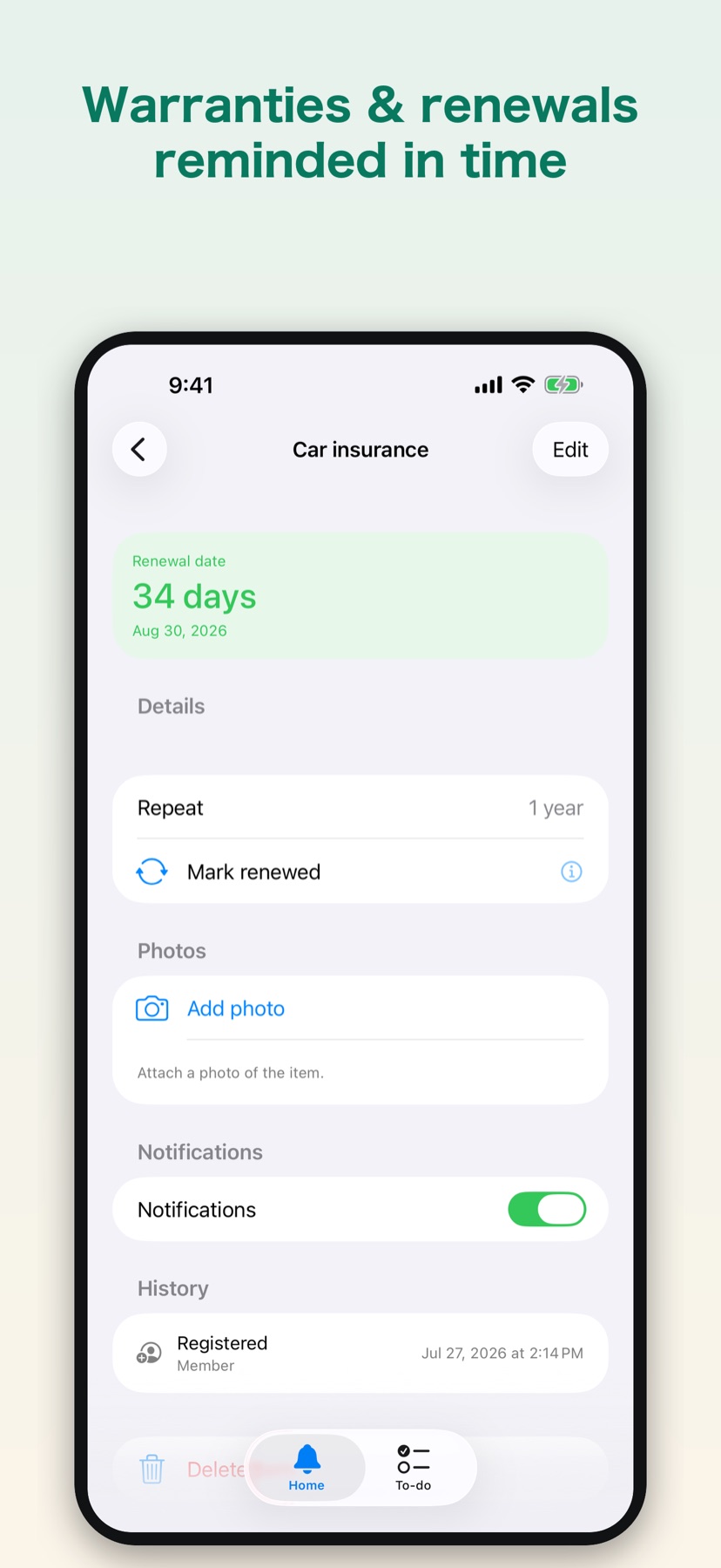 KeepBy — item details and reminders