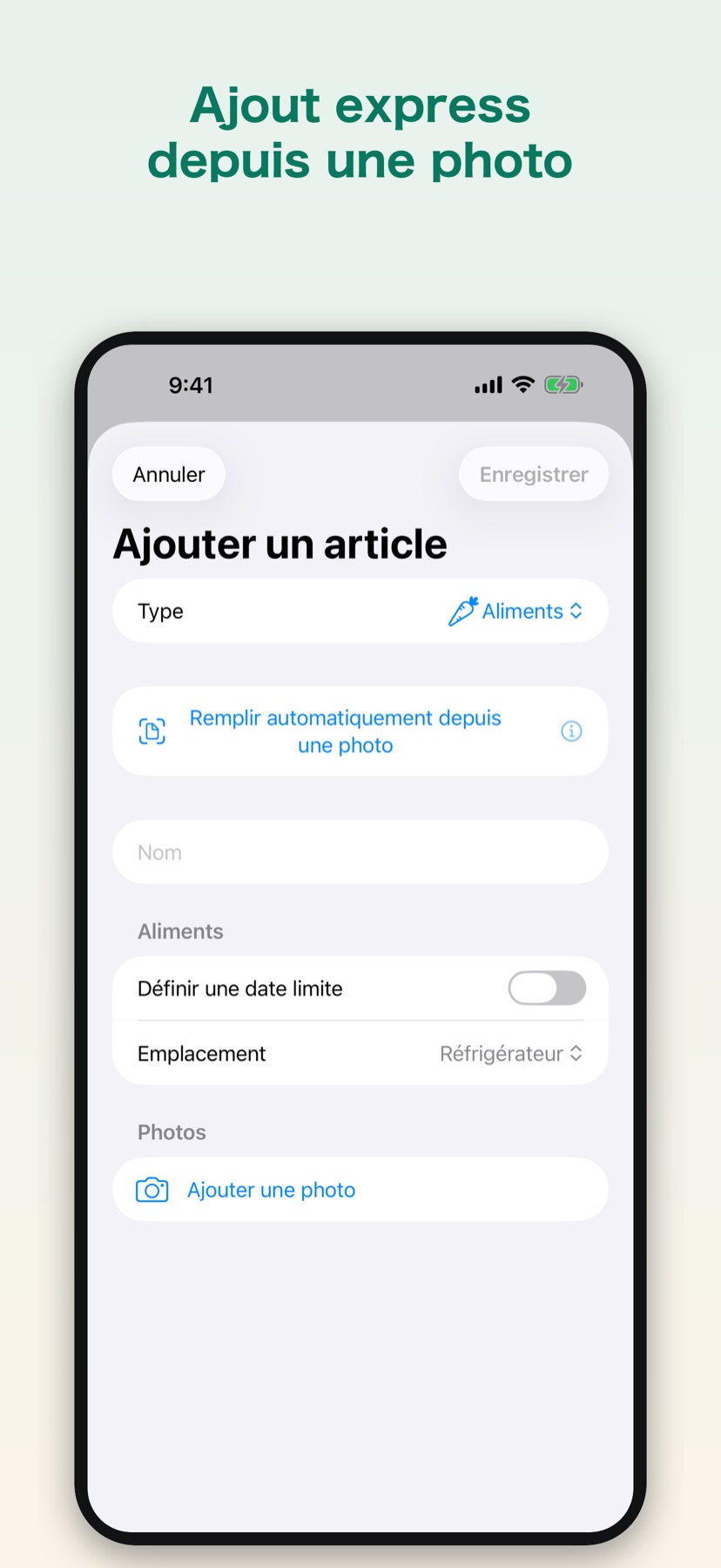 KeepBy — add an item by category